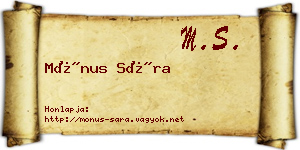 Mónus Sára névjegykártya