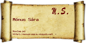 Mónus Sára névjegykártya